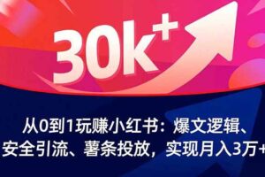 （16725期）从0到1玩赚小红书：爆文逻辑、安全引流、薯条投放，实现月入3万+