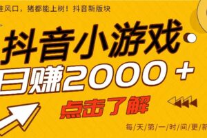 （16831期）25年爆火的抖音小游戏项目，一部手机日入2000➕