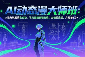 （17402期）AI动态漫剧大师班：人设分镜剧情全自动，学完直接发稿变现，全链路变现，月接单3万+