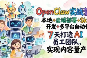 （17673期）OpenClaw实战营-更新：本地+云端部署+Skill开发+多平台自动化，7天打造AI员工团队+实现内容量产