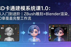 (18035期)3D卡通建模系统课1.0:从入门到进阶|ZBrush雕刻+Blender渲染,10章覆盖完整工作流